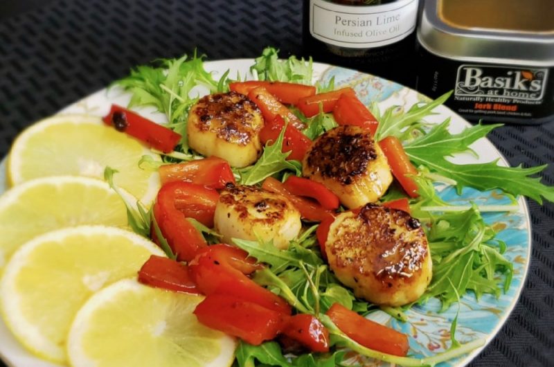 EZPZ Persian Lime Olive Oil and Jerk Seared Scallops