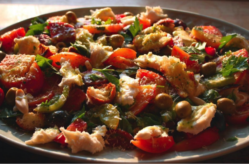 EVOO Panzanella Salad with Mozzarella Fresca
