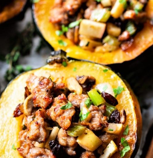 Roasted Acorn Squash with Sausage