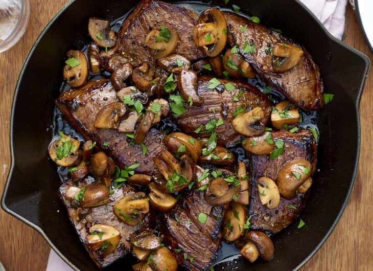 Balsamic Glazed Steak Tips & Mushrooms