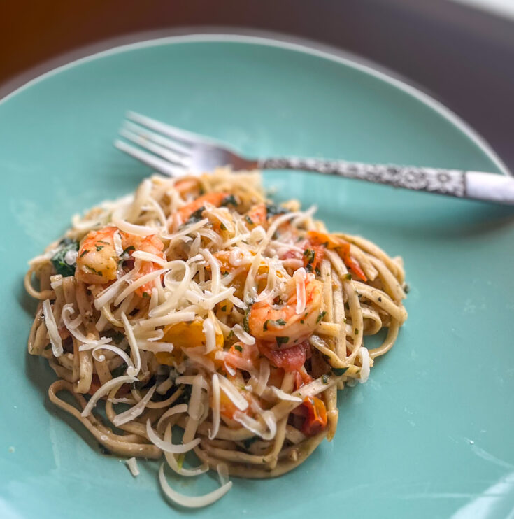 Tomato Spinach Shrimp Pasta