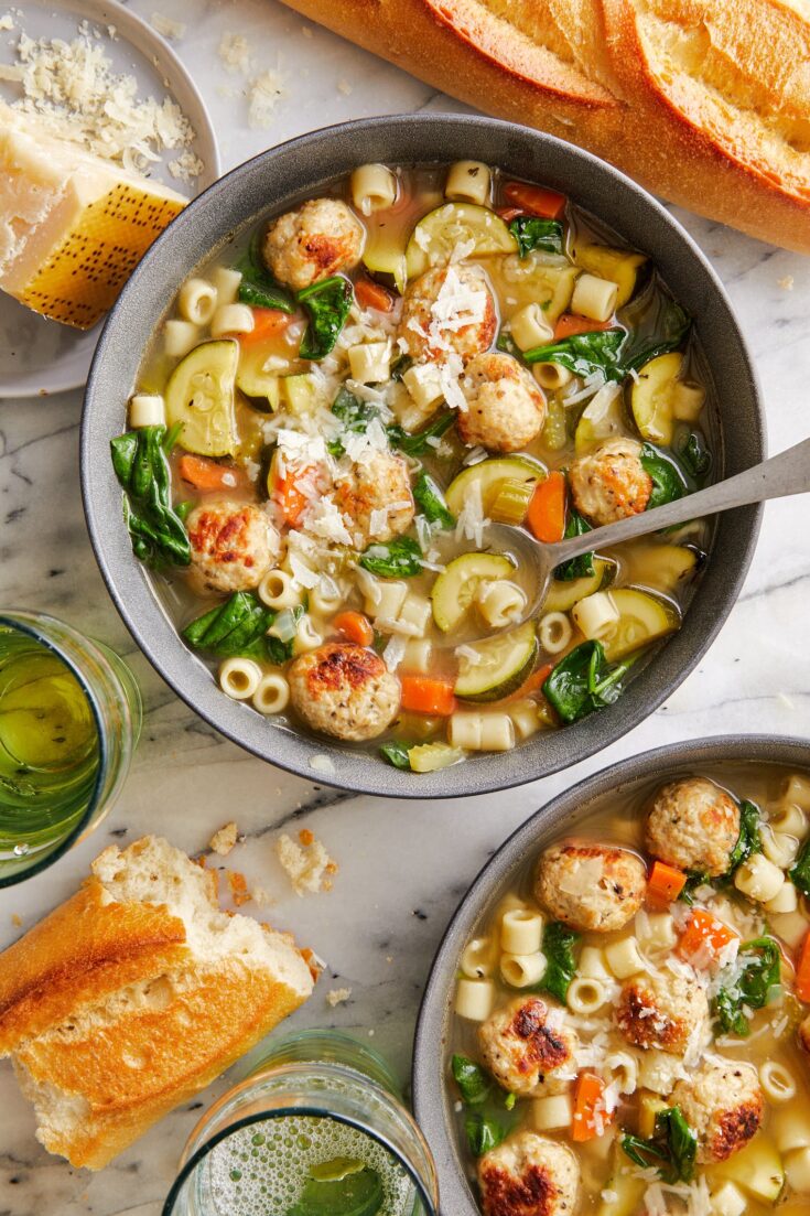 Summer Minestrone Soup with Turkey Meatballs